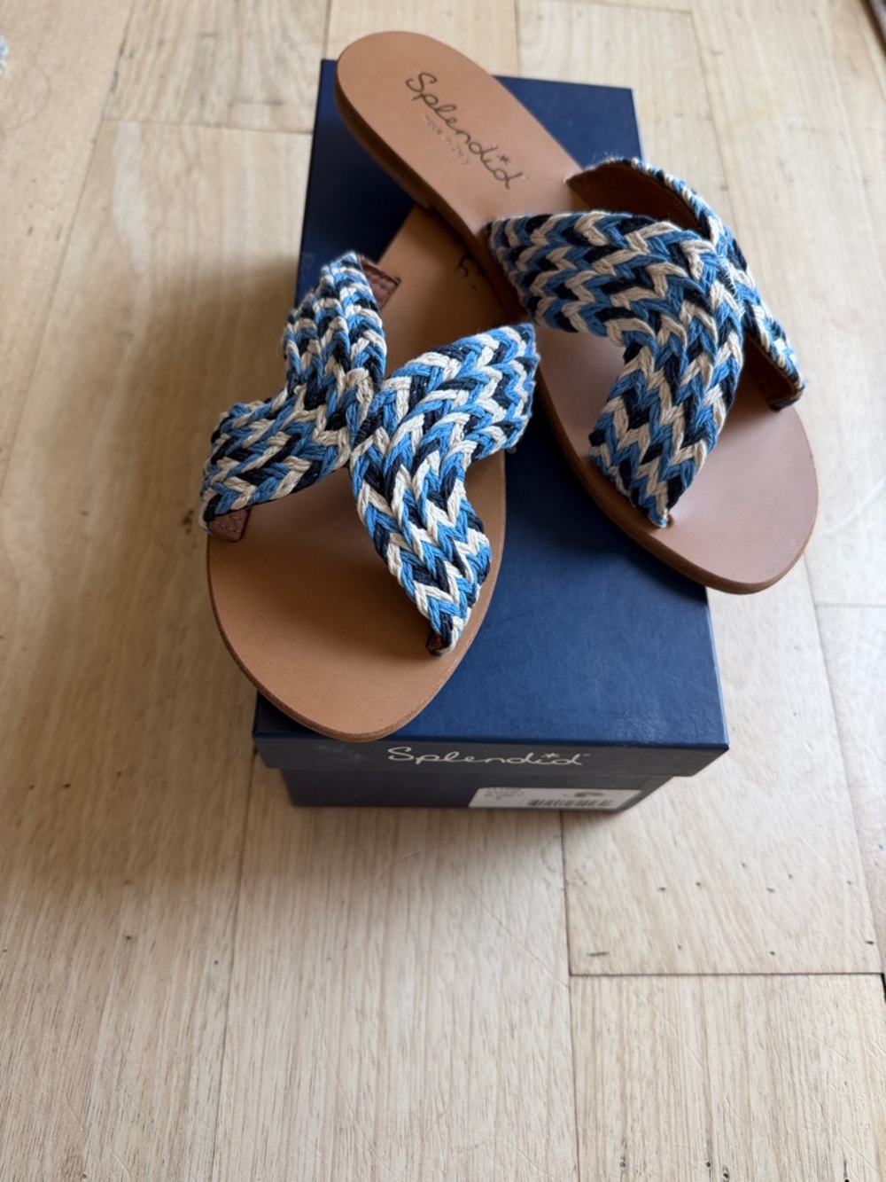Splendid Kids Navy, Blue & White Braided Slide Sandals